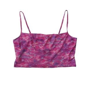 PLT Pink and Purple Watercolor Print Mesh Cowl Neck Cropped Cami Women's Size 22